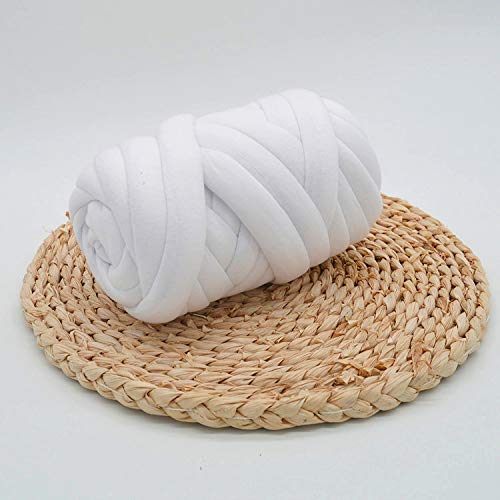 VIYEAR SupreBraid Cotton Yarn - DIY Armstrickgarn für handgefertigte Decken & Haustierbetten, 2KG Weiß, maschinenwaschbar
