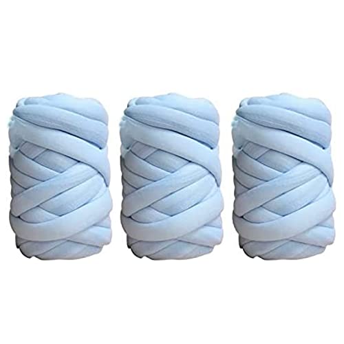 iKneonei Chunky DIY Set - 3PCS Wolle Garn Roving für Handgestrickte Häkeldecken, Teppiche, Kissen und Haustier Betten (blue)
