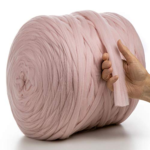 MerinoXXLFilzGarn® - Klobige Do-it-yourself Wolle für Decken, Trockenfilzen und Nassfilzen aus 100% Merinowolle (Hellrosa, 100 g)