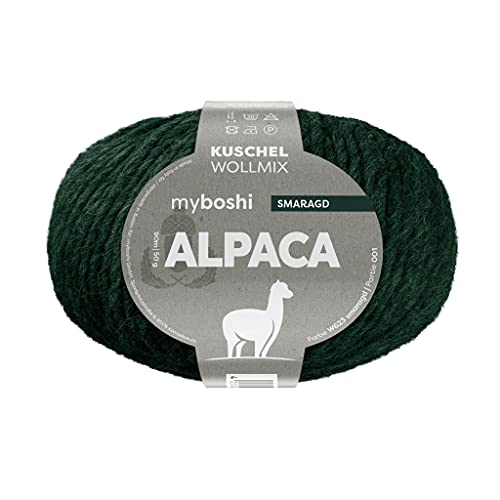 myboshi Alpaca-Soft Smaragd - Temperaturregulierende Alpaka-Wolle für Damenoberbekleidung zum Häkeln/Stricken