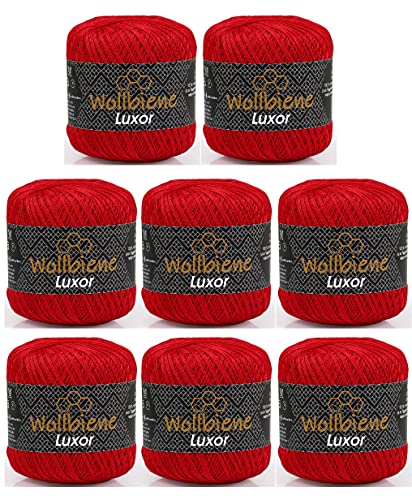 Wollbiene Luxor 8x65g - 100% Baumwolle - 520g Häkel- & Strickgarn (01 Rot)