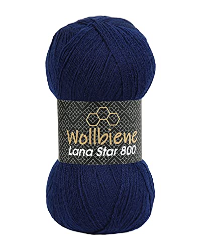 Wollbiene Lana Star 800 - 100g Wolle, 25% Wolle, navyblau