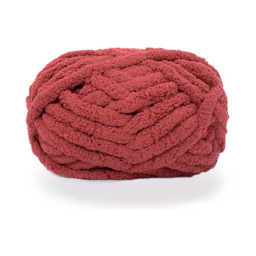 iKneonei Super Chunky Chenille Yarn - Red, 3 packs of 230g each Perfect for Knitting Rugs, Blankets, Throws & Home Décor!